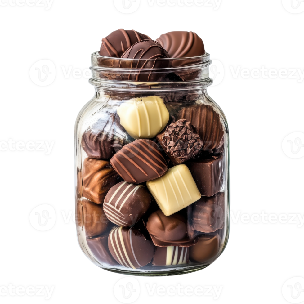 Chocolates in a jar on transparent background png
