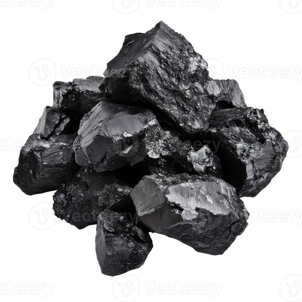 Pile of shiny black coal on transparent background png