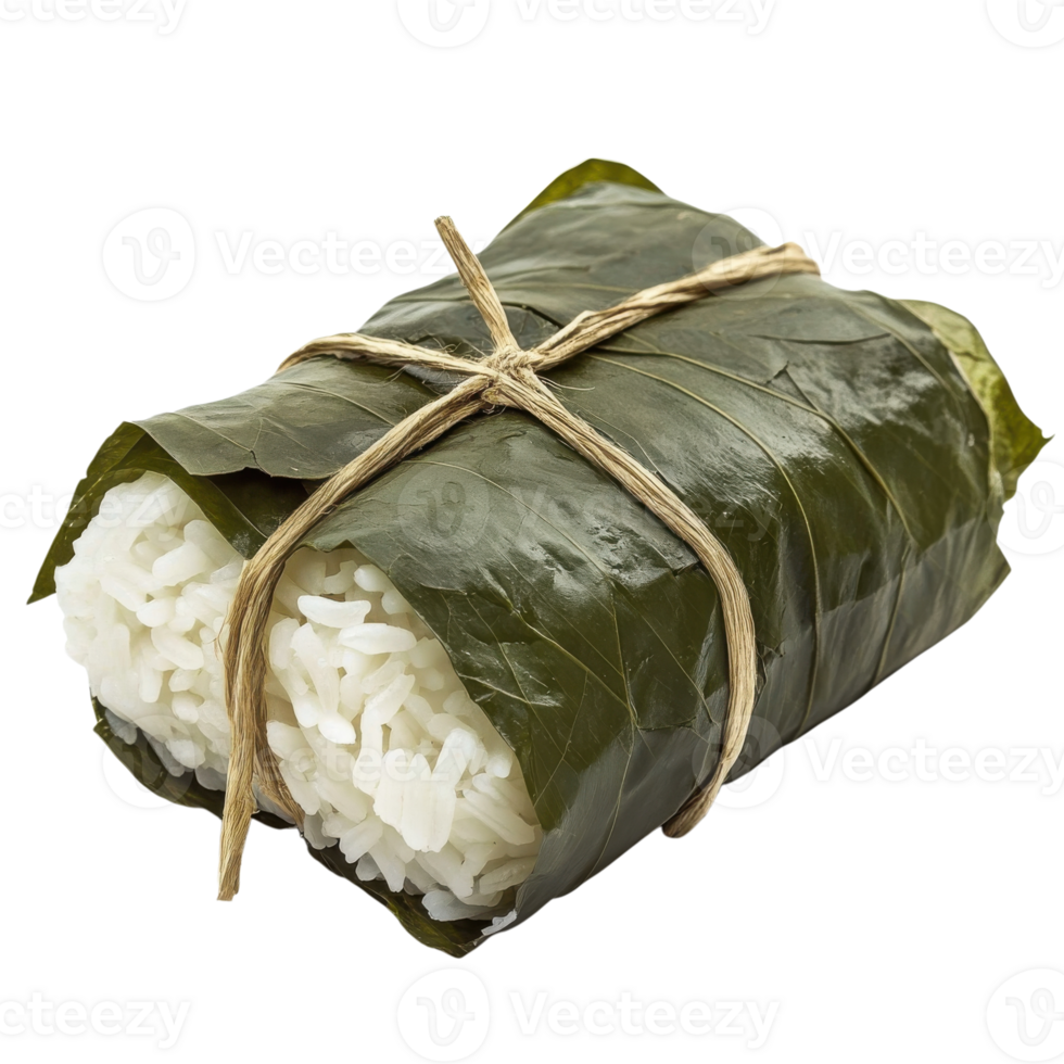 Rice wrapped in leaves on transparent background png