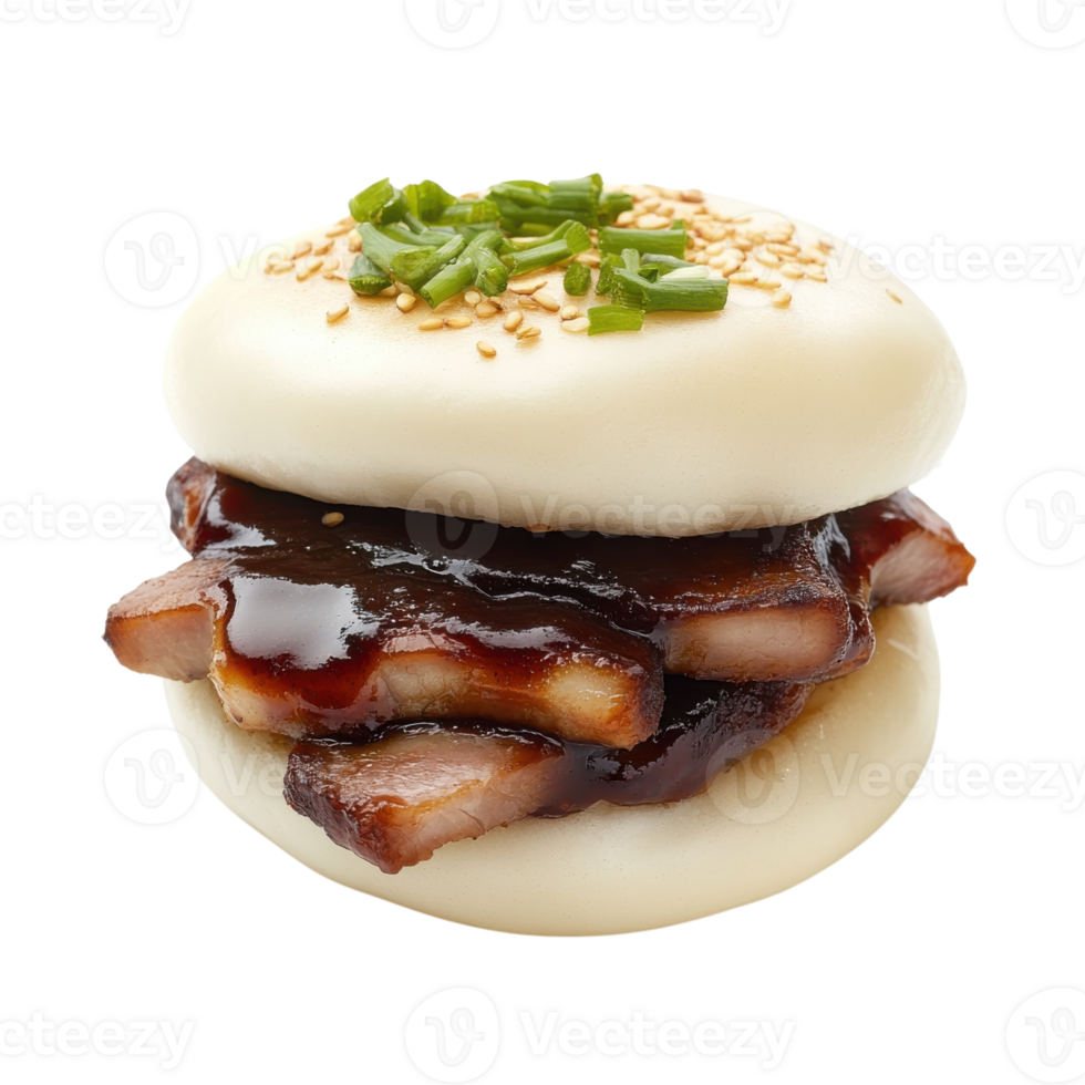 Steamed pork belly bun on transparent background png