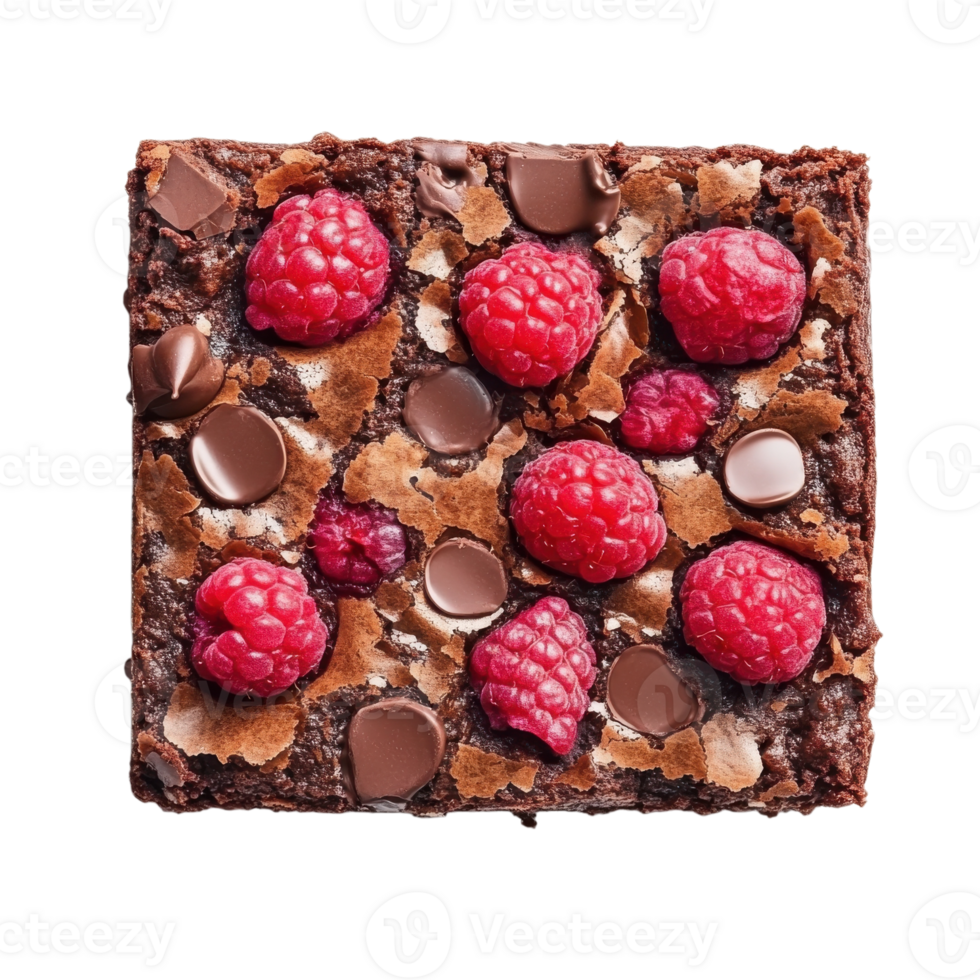 Raspberry brownie square on transparent background png