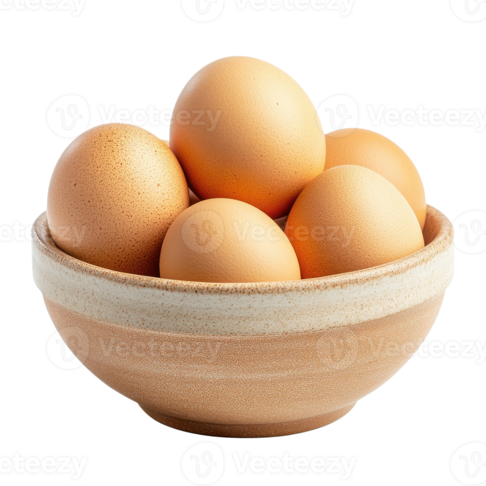 Eggs in a ceramic bowl on transparent background png