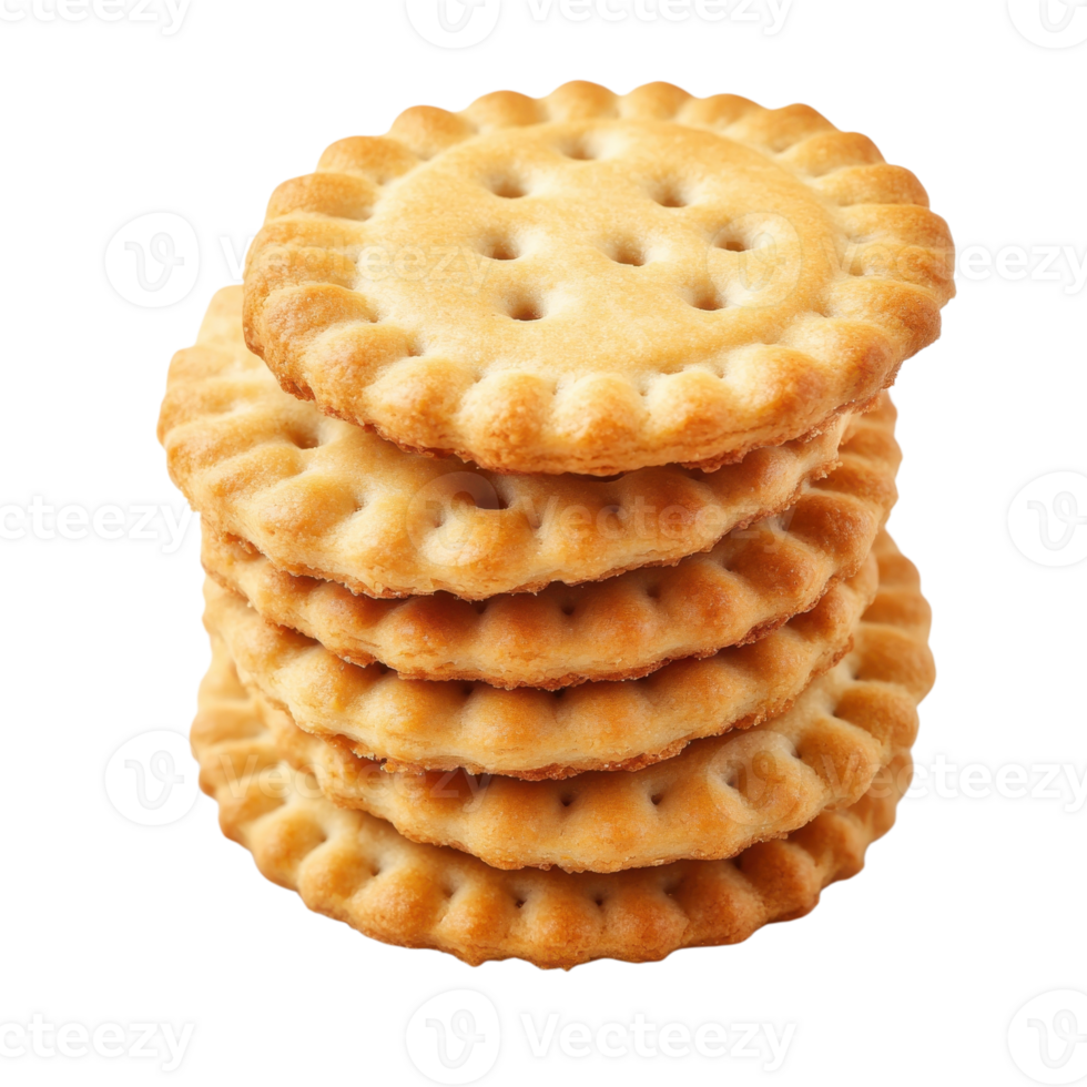 Stack of round crackers on transparent background png