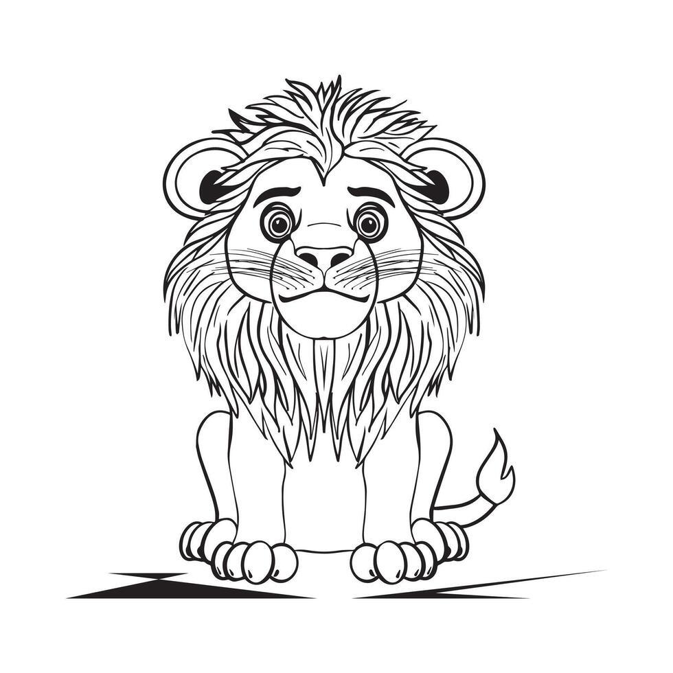 cartoon lion outline vector