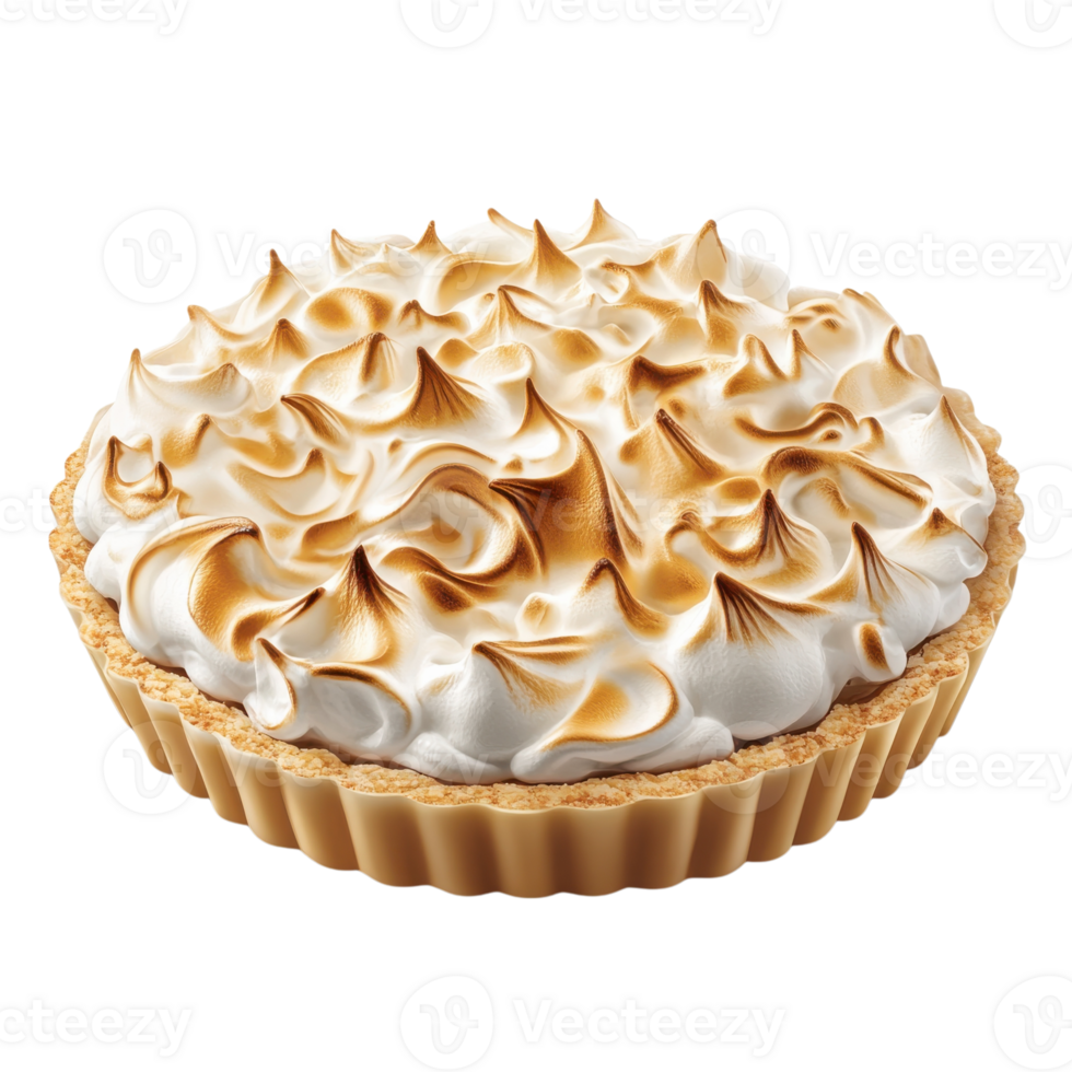 A meringue topped tart on transparent background png