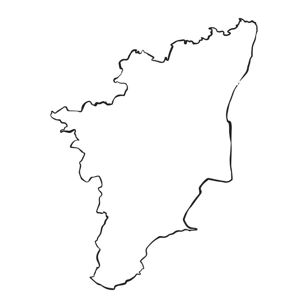 Tamilnadu map outline drawing vector