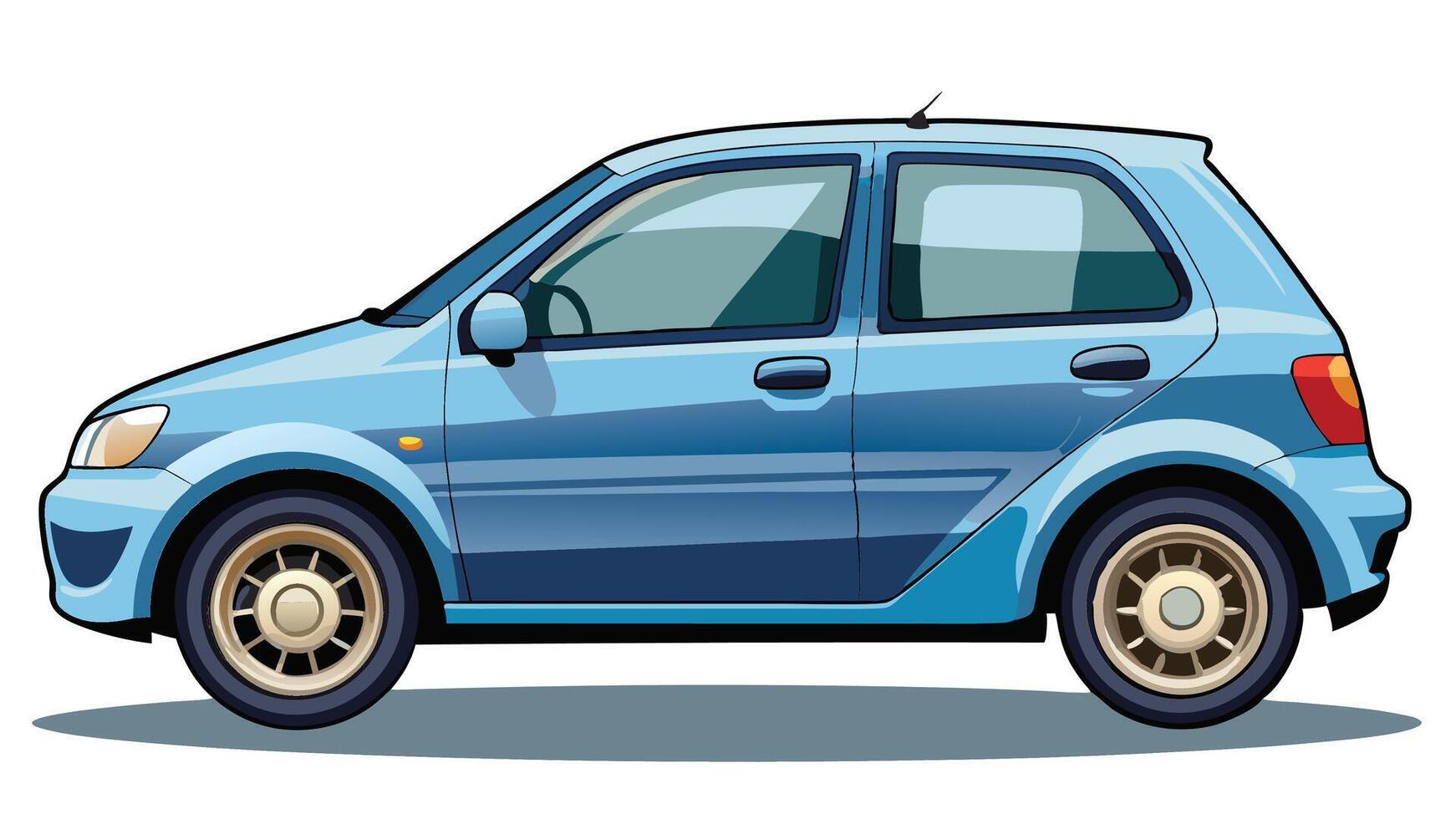 a small blue car on a white background vector