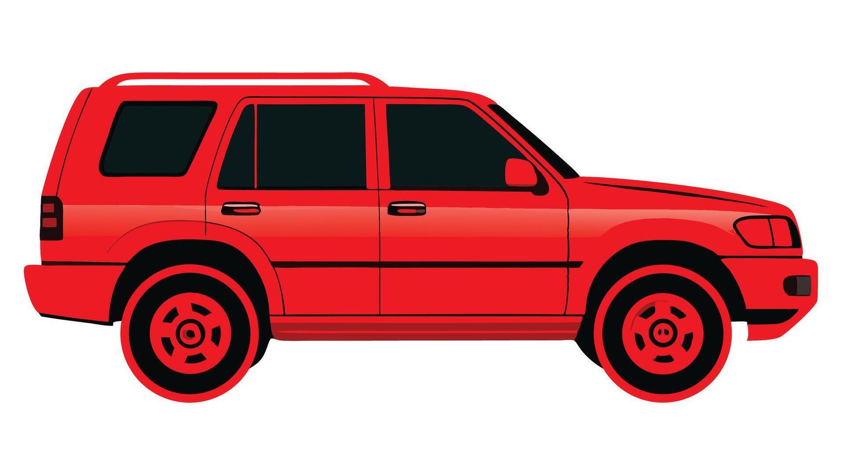 a red suv is shown on a white background vector