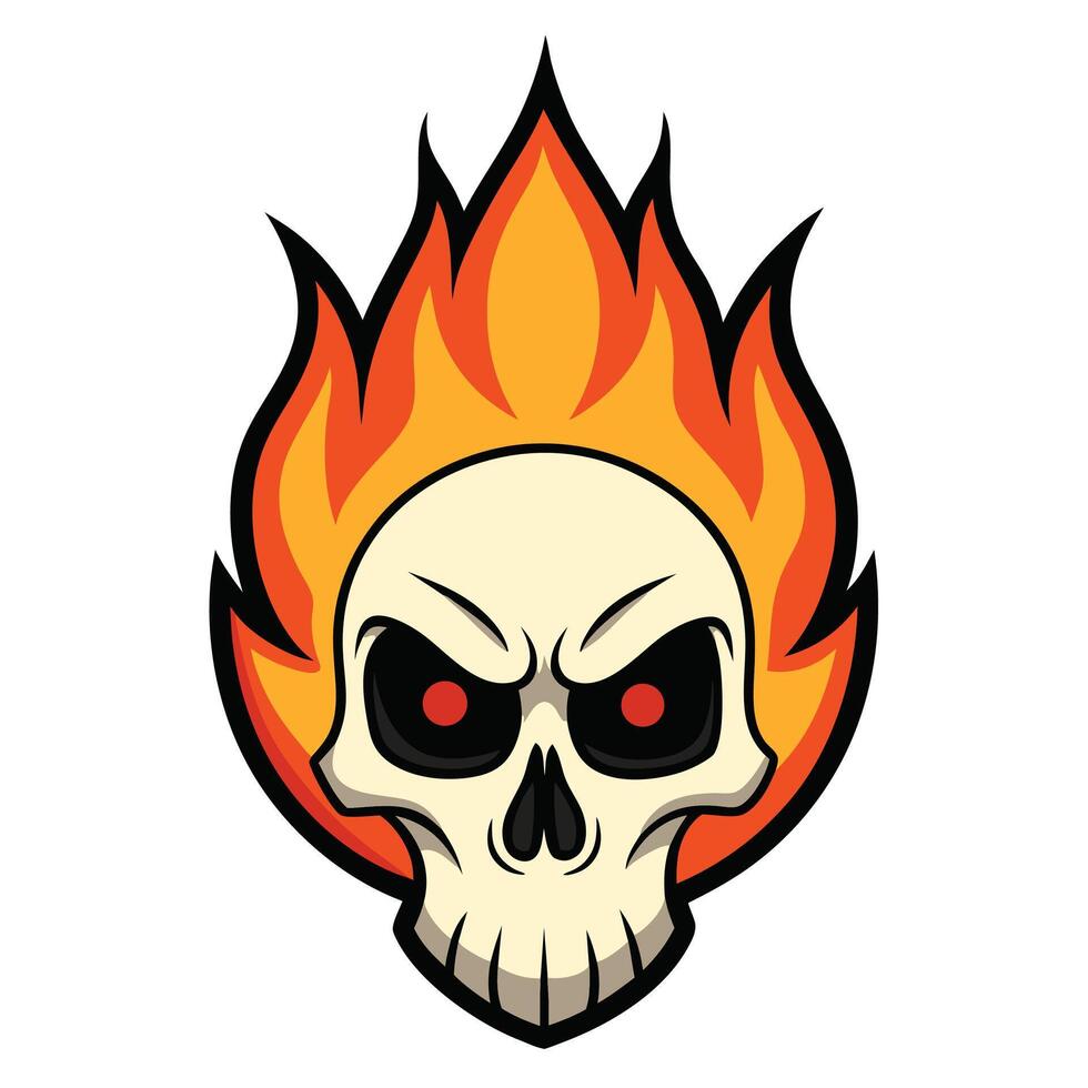Skull with fire flames Fire a cartoon skull with flames on its head vector