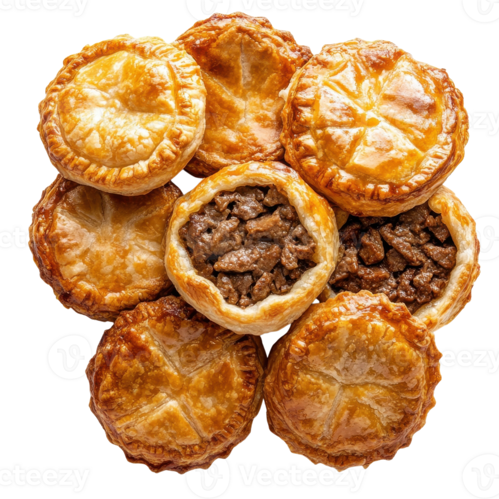 Stack of savory pies on transparent background png