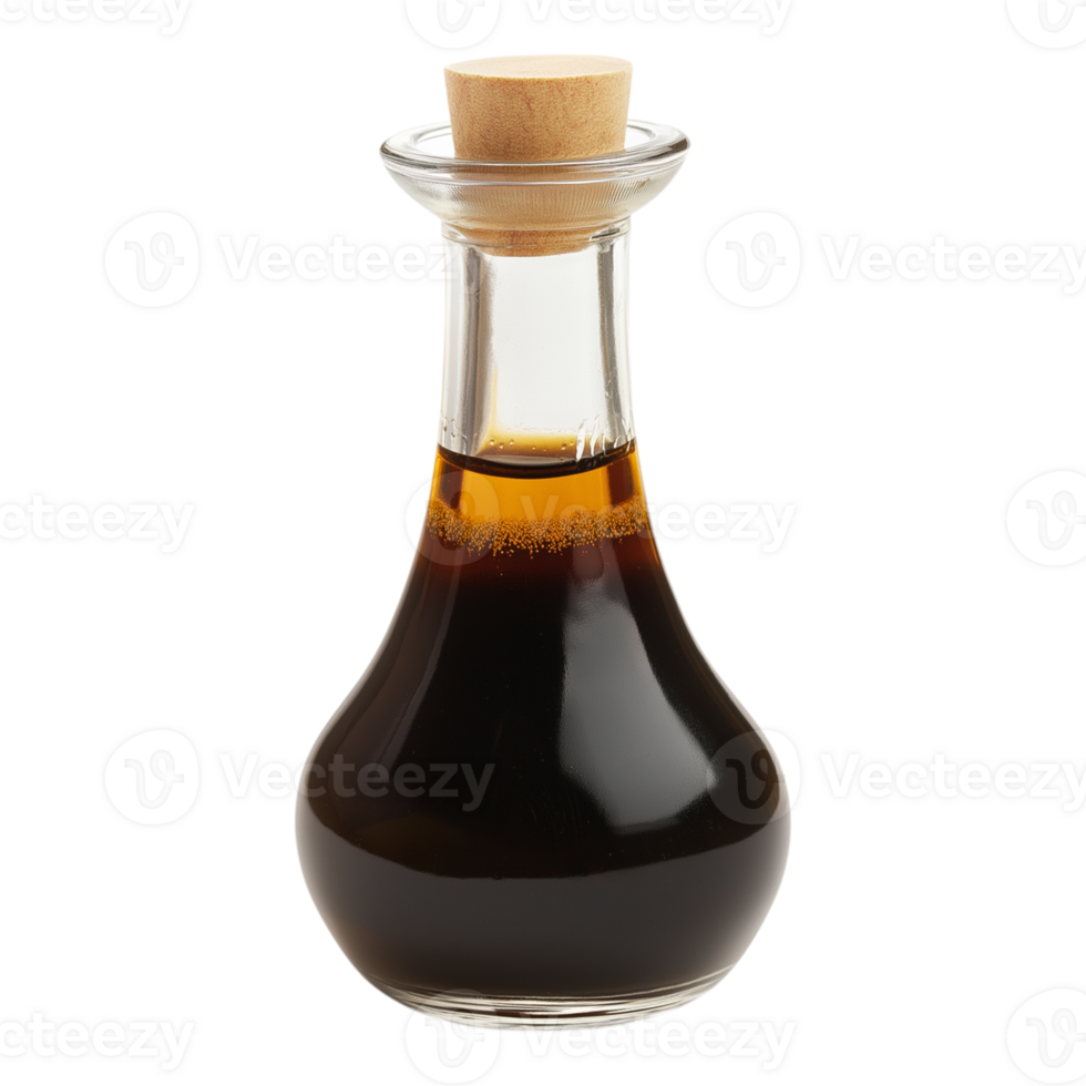 A bottle of liquid with a wooden lid png