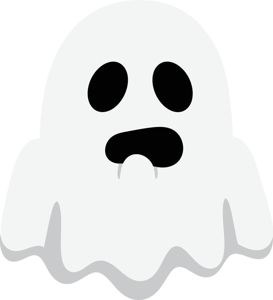 Ghost cartoon character with white sheet and black facial features for Halloween or spooky themes illustration vector