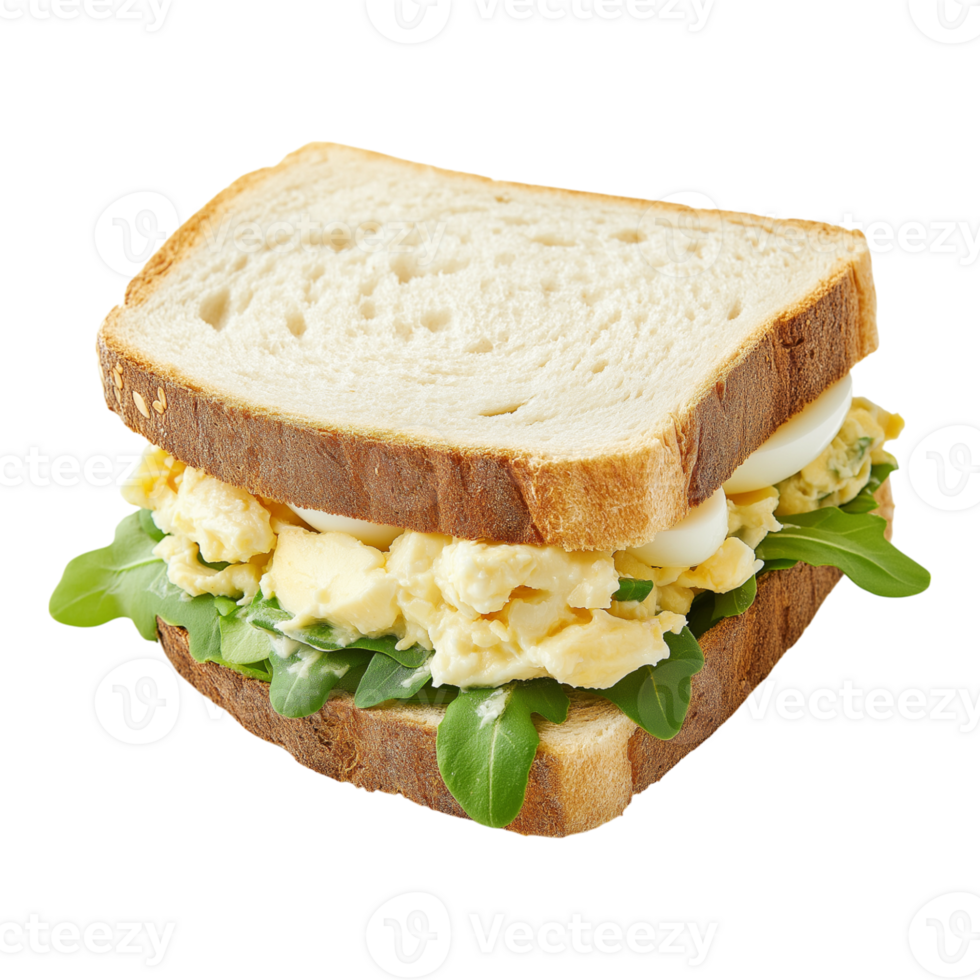 A sandwich with egg and spinach on it png