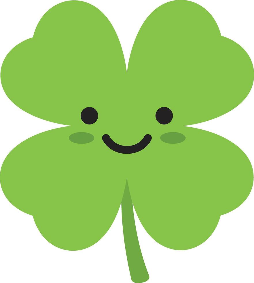 Four leaf clover lucky charm with smiling face green luck symbol illustration vector