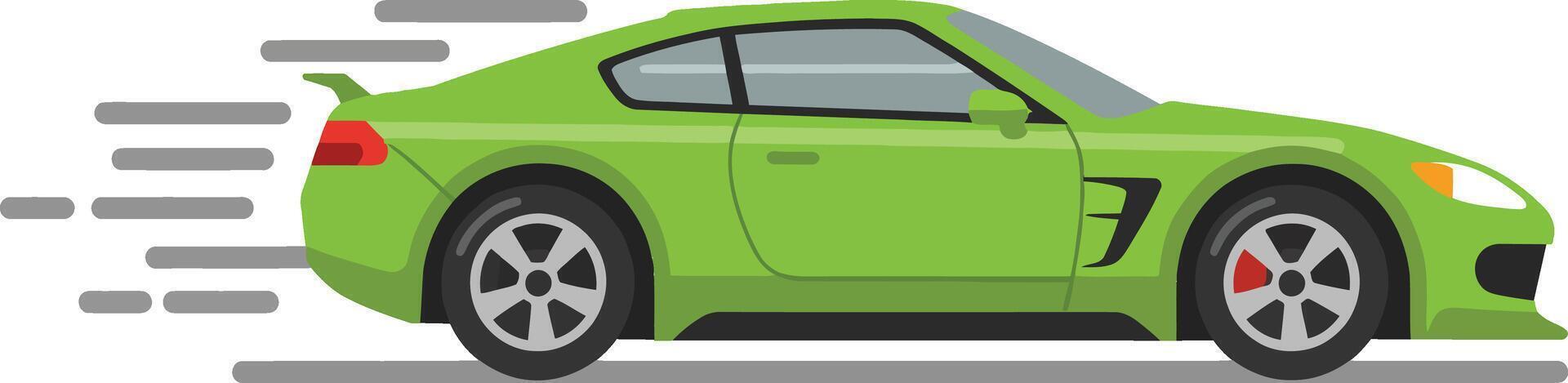 Green sports car with motion speed lines illustration for fast automobile design inspiration vector