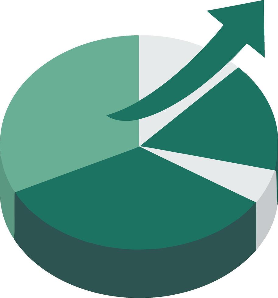 Pie chart with upward arrow showing business growth and financial progress illustration vector