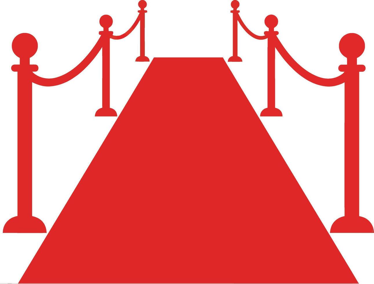 Red carpet with stanchions and ropes in minimal flat design style illustration. vector