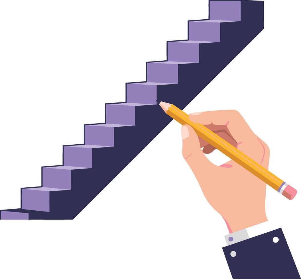 Hand Drawing Purple Staircase Symbolizing Growth and Progress Concept Illustration vector