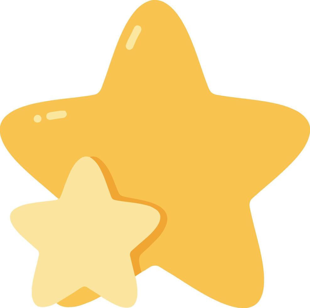 Two yellow star shapes simple illustration with large and small stars for design and decoration purposes vector
