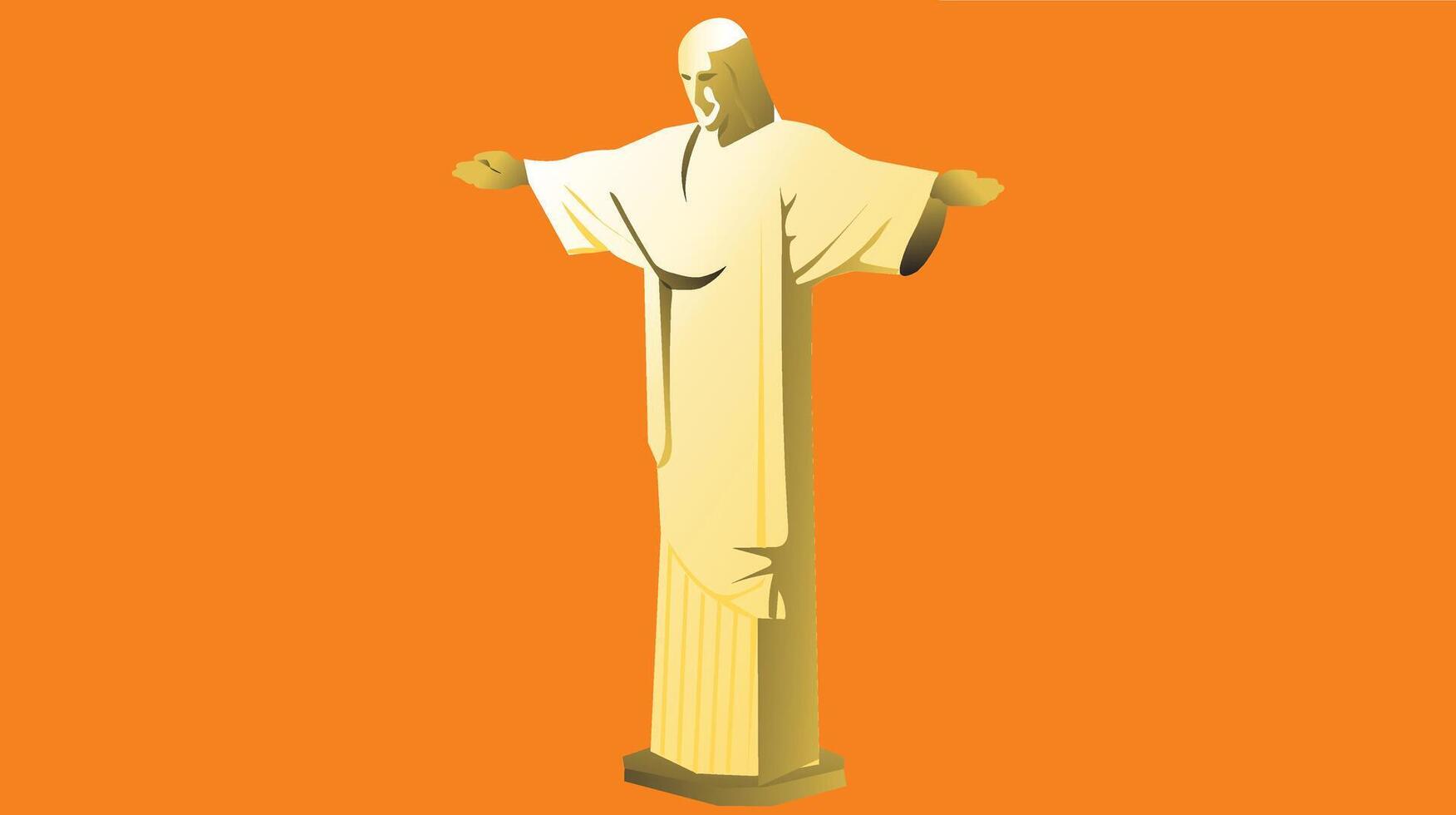 The Christ the Redeemer statue in Rio de Janeiro, towering over the city, with open arms vector