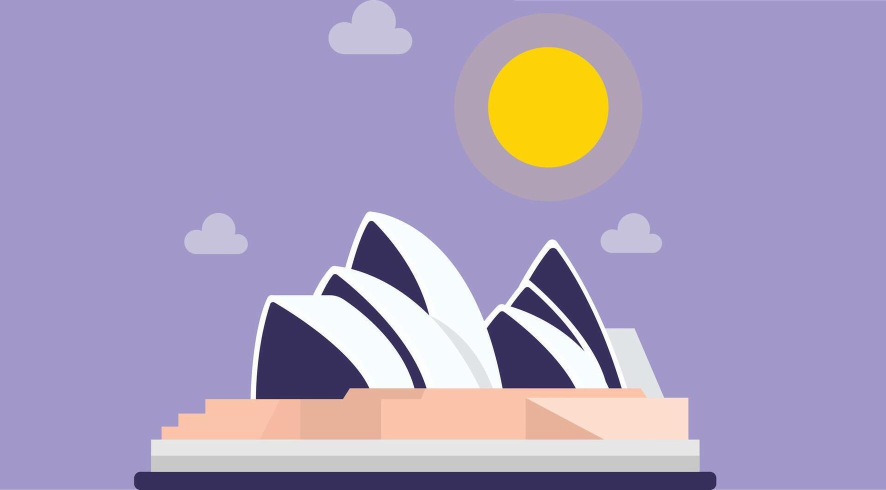 Sydney Opera House, a world-famous landmark in Australia, featuring its distinctive sail-like design, located along the harbor vector