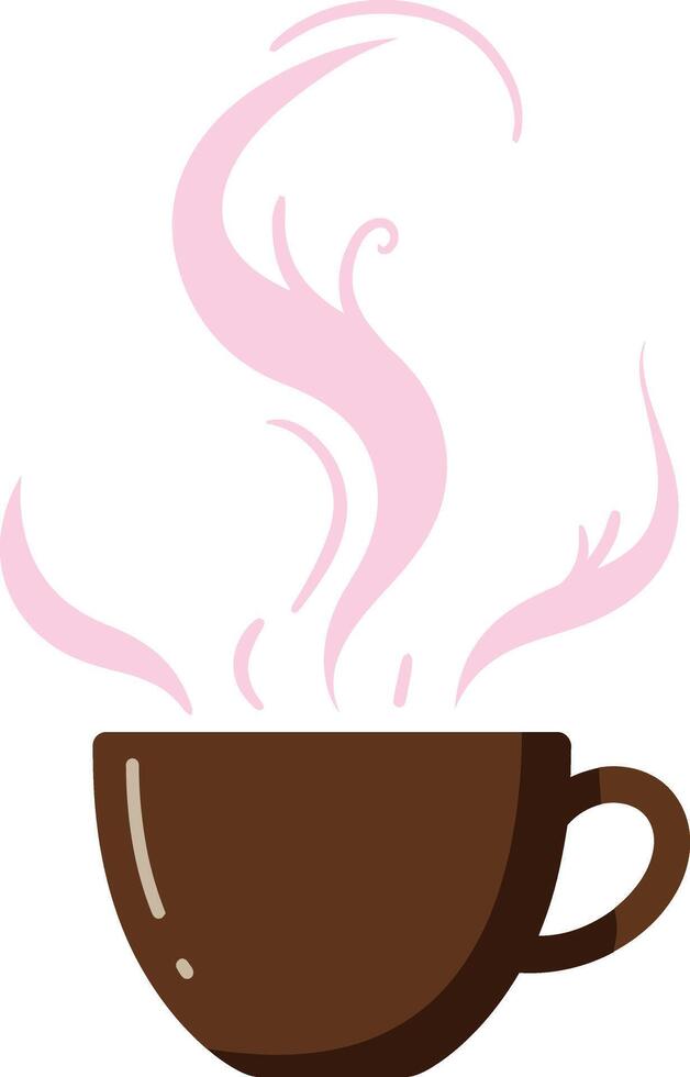 Coffee cup with pink steam abstract illustration in minimal style design vector