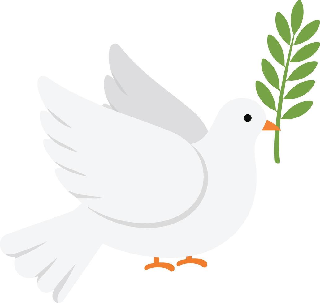 White dove carrying olive branch symbol of peace and harmony illustration vector
