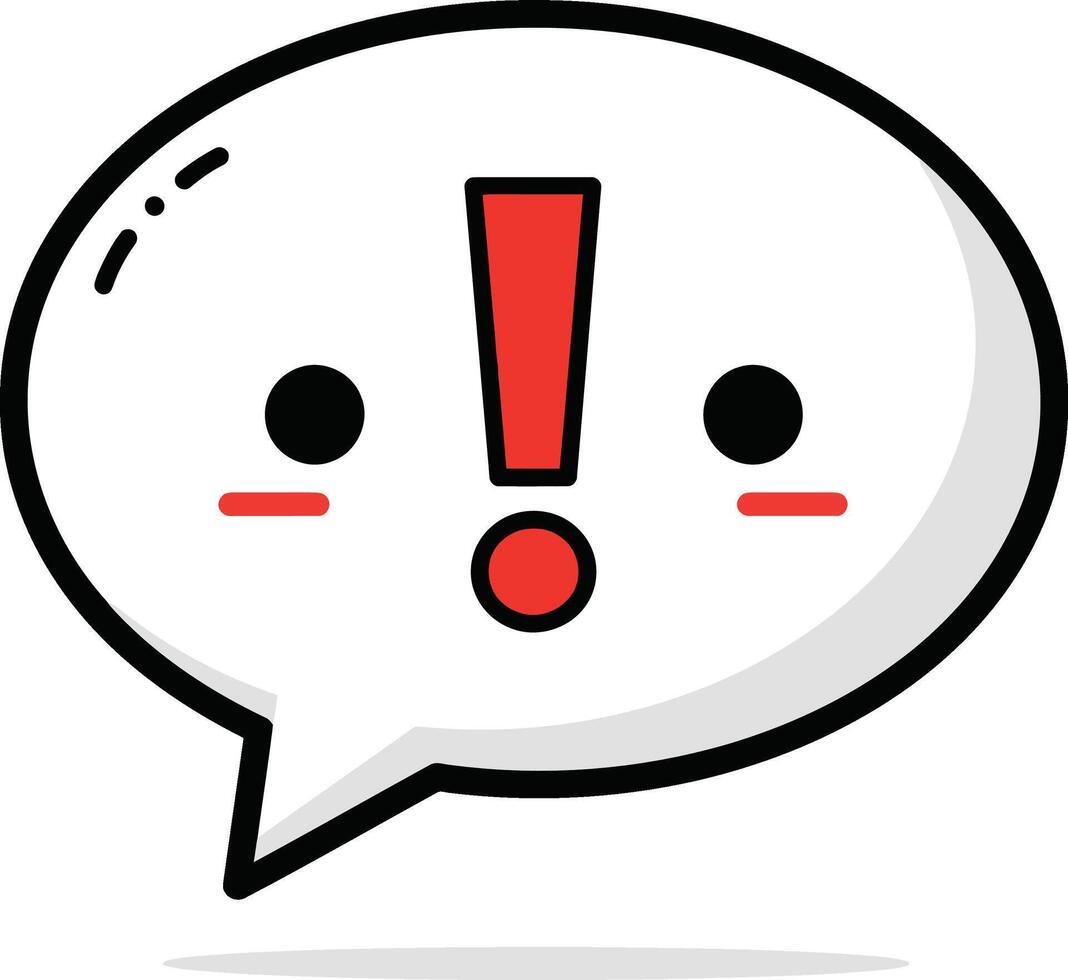 Speech Bubble with Exclamation Mark Emoticon Expressing Surprise and Alert in Minimalist Style vector