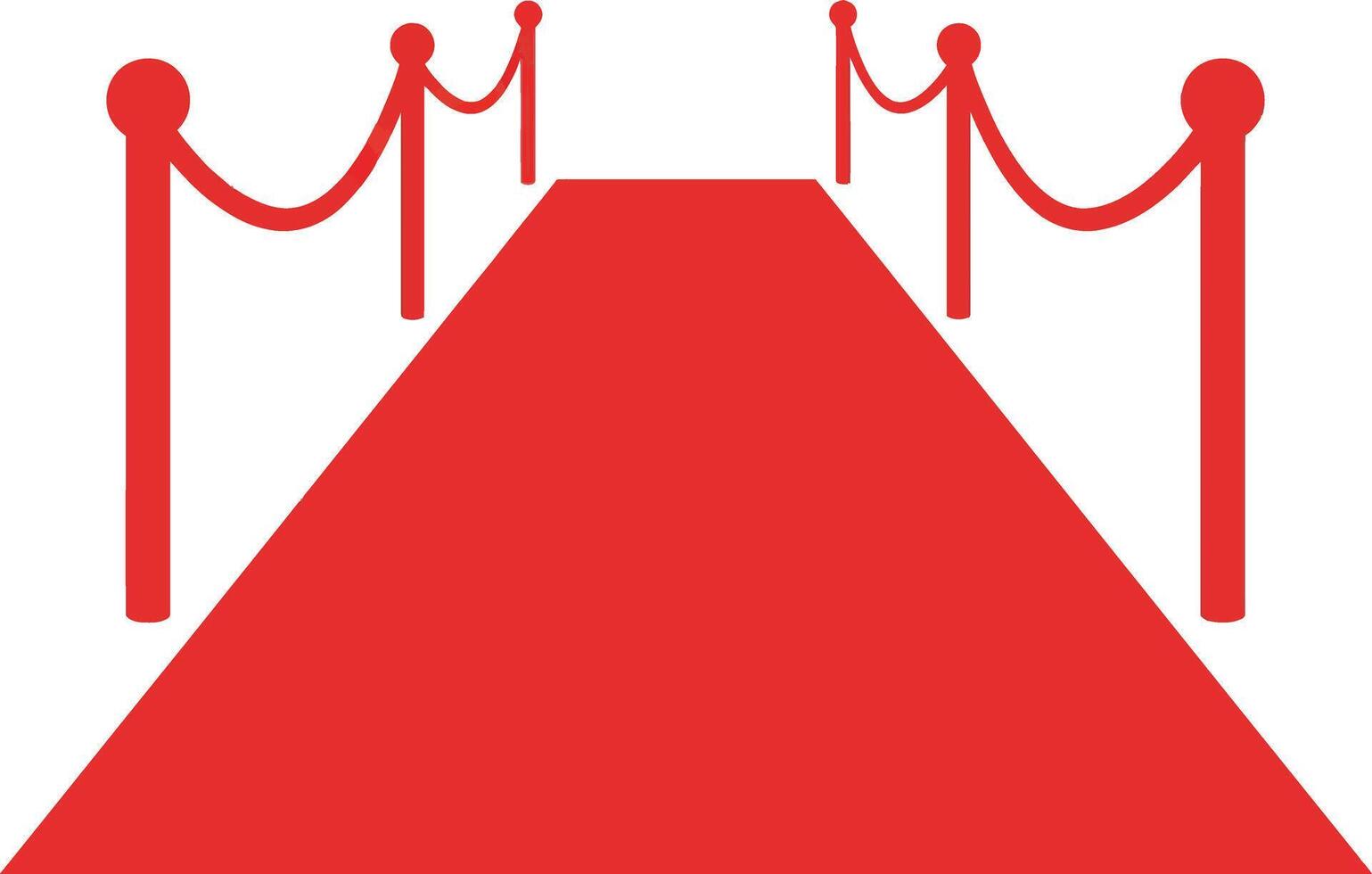Red carpet with stanchions and ropes in minimal flat design style illustration vector