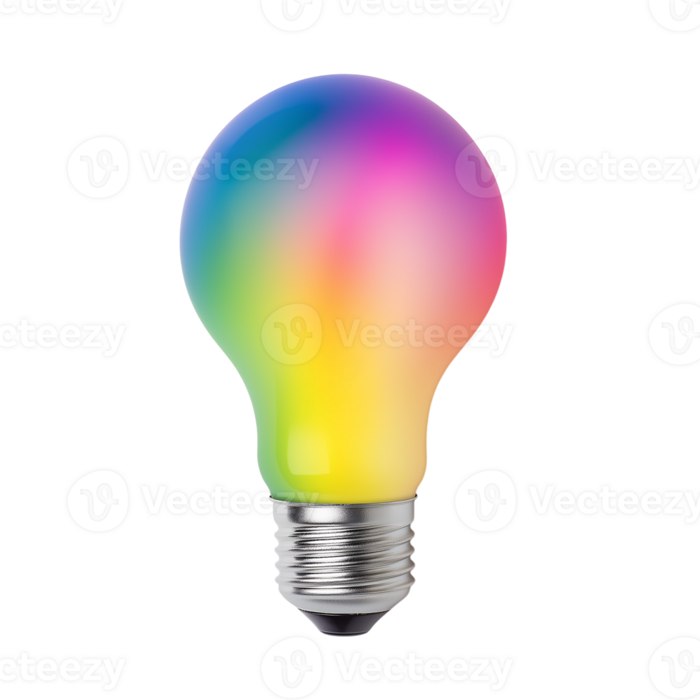 A light bulb with a rainbow colored light png