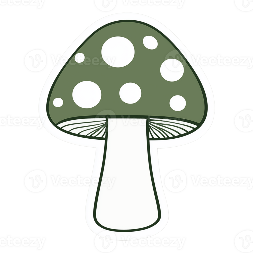 A green mushroom sticker with polka dots png