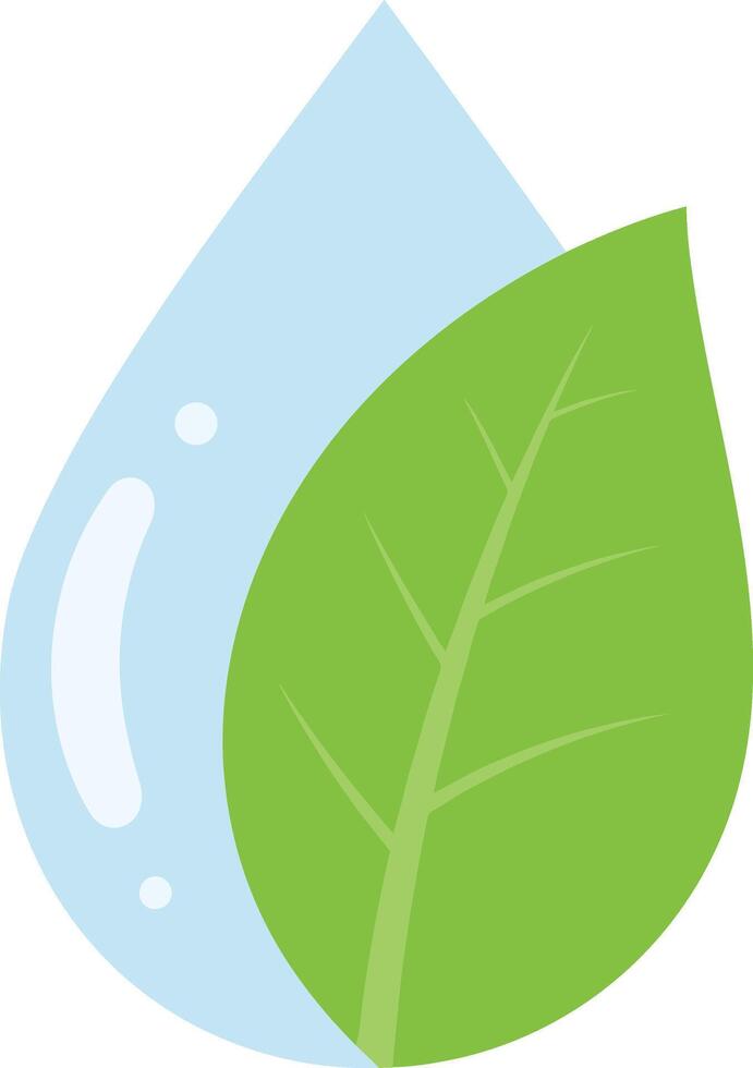 Water drop with green leaf icon representing nature and environmental conservation concepts illustration vector