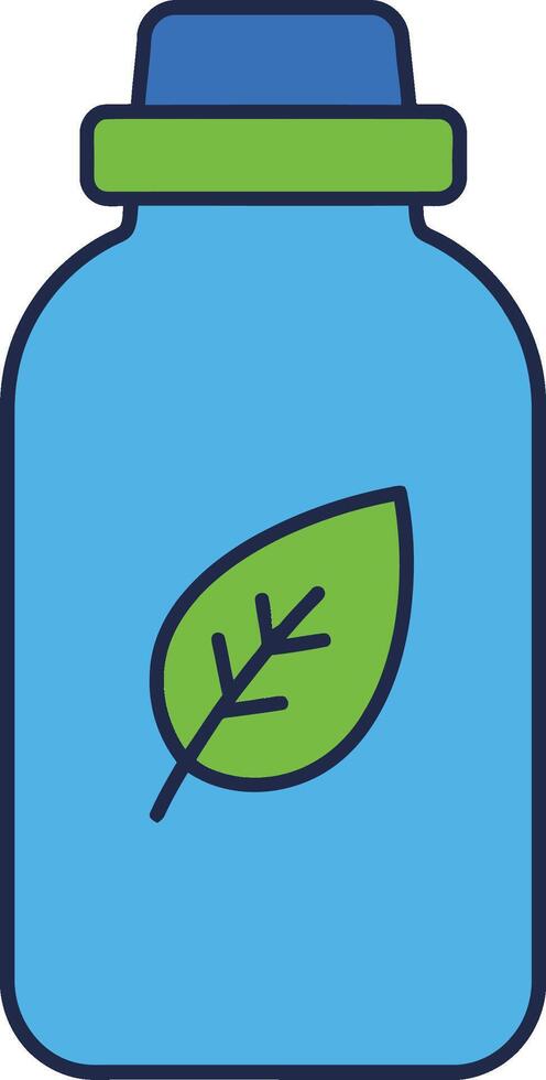 Blue recyclable water bottle with green leaf eco friendly design illustration vector