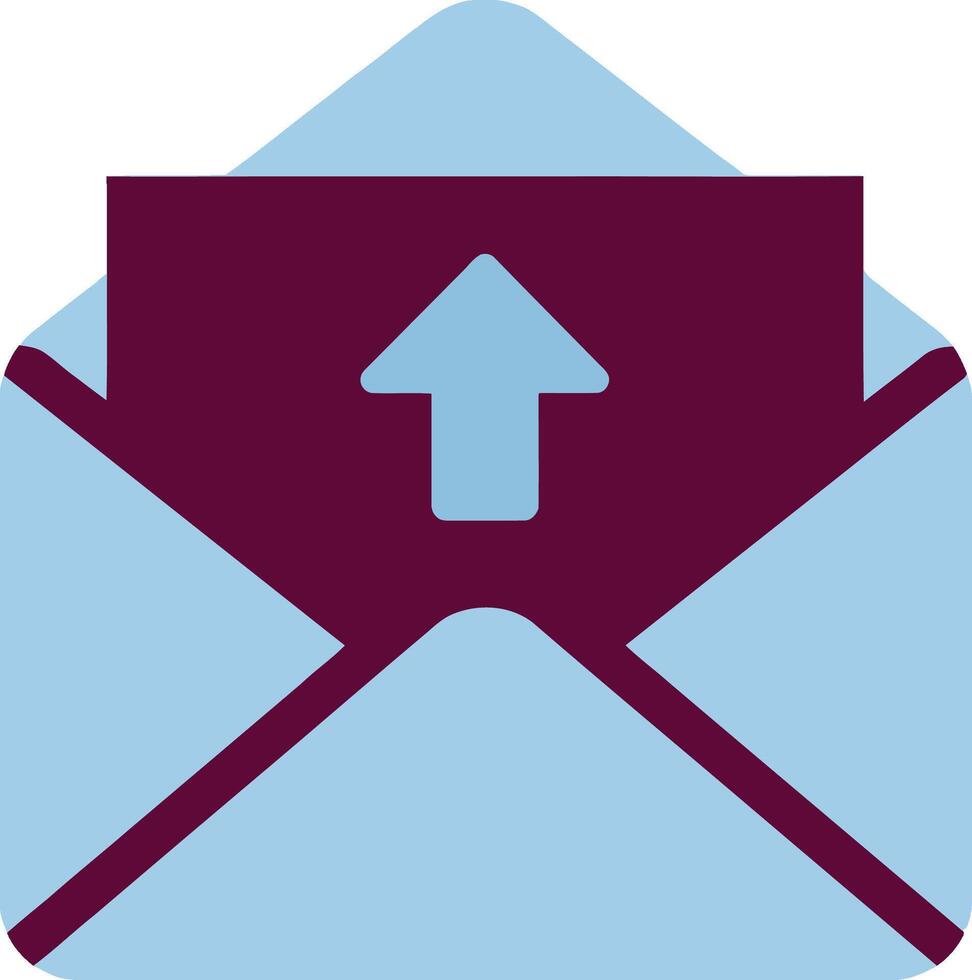 Open envelope with upward arrow symbolizing outgoing email or message sending graphic icon vector