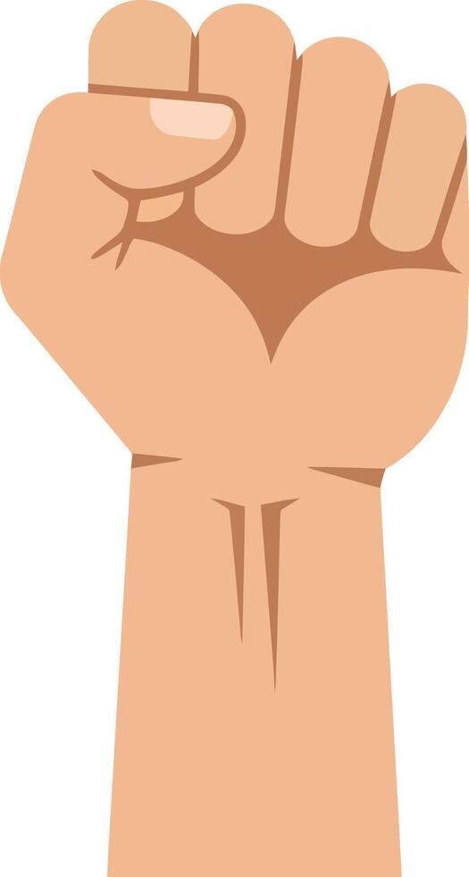 Raised fist symbol of strength power and unity in simple flat illustration design vector