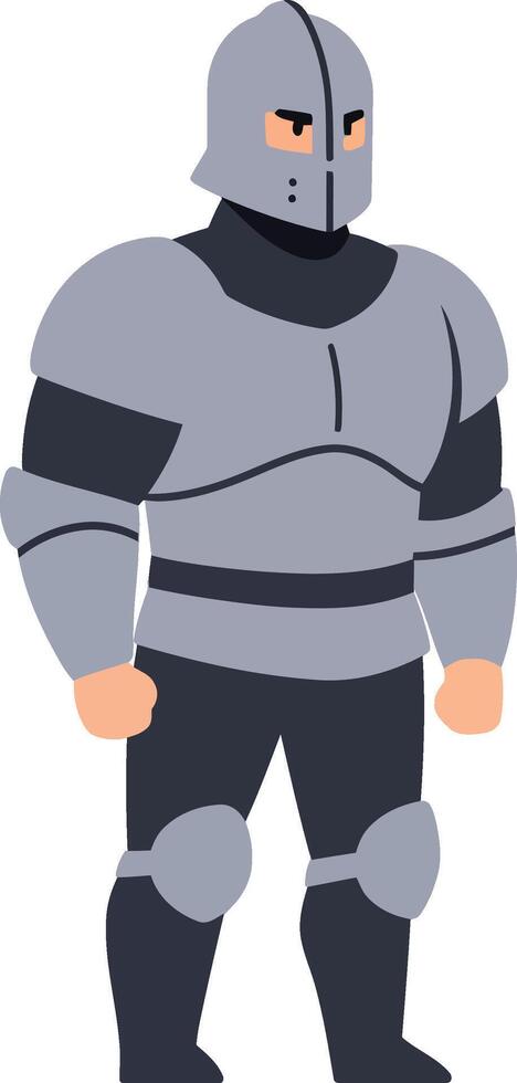 Medieval knight in full armor standing confidently illustration design vector