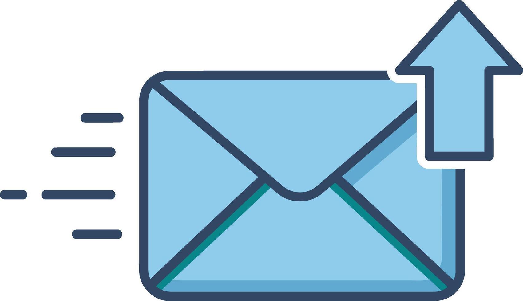 Blue envelope with upward arrow indicating outgoing message or send email symbol illustration vector