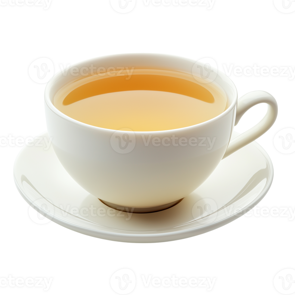 A cup of tea is shown on a saucer png