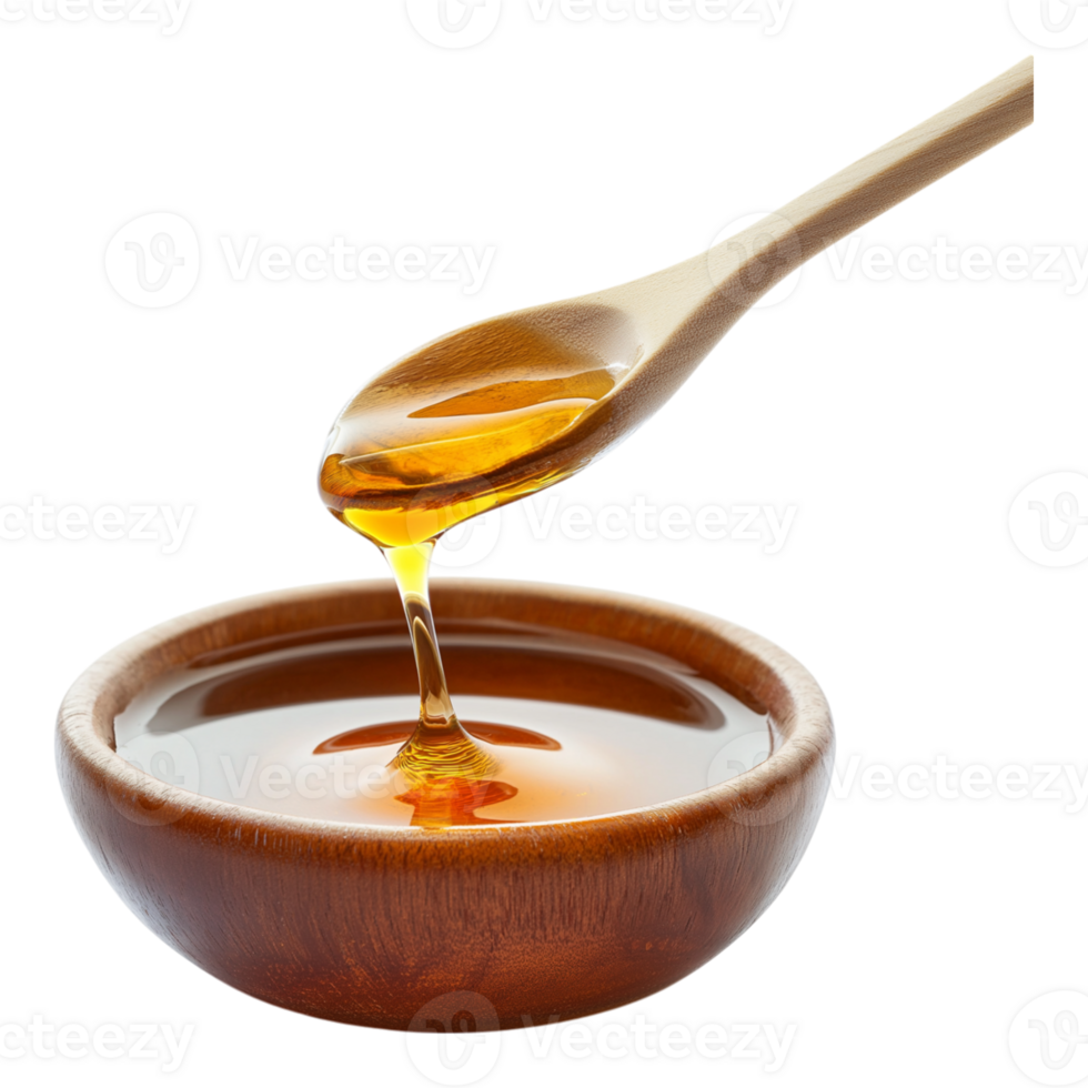 Honey in a wooden bowl png