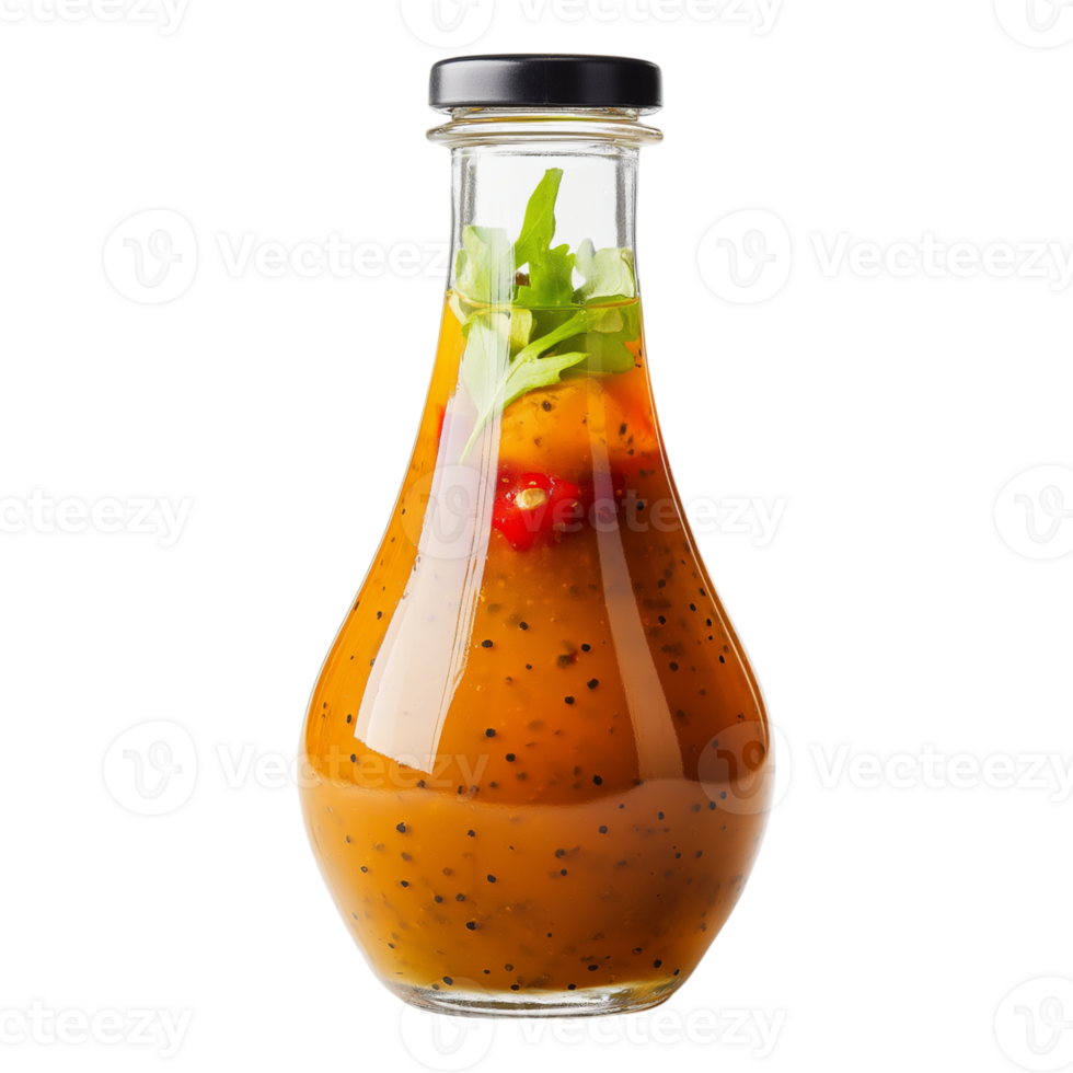 A glass bottle filled with a salad and vegetables png