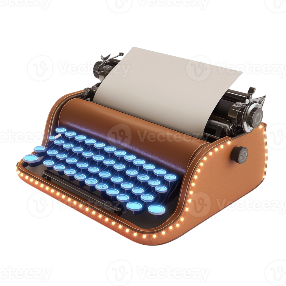An old fashioned typewriter with a sheet of paper on top png
