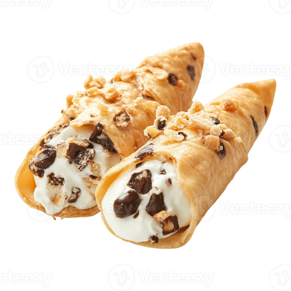 Two ice cream cones with chocolate chips and nuts png