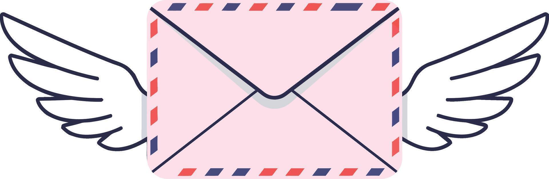 Envelope with wings flying concept mail delivery icon illustration in minimal style vector