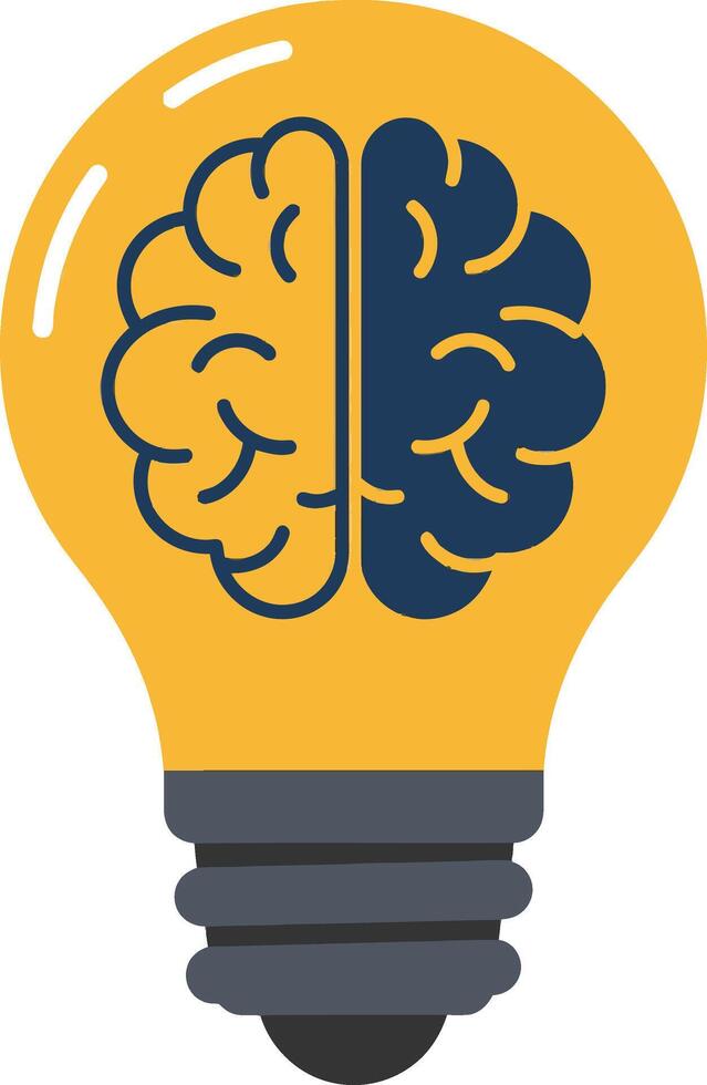 Brain inside light bulb symbolizing creative thinking and innovative ideas in technology and science concepts illustration vector