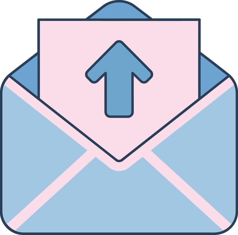 Open envelope with upward arrow message sending concept in pastel pink and blue colors illustration for communication and mail notifications vector