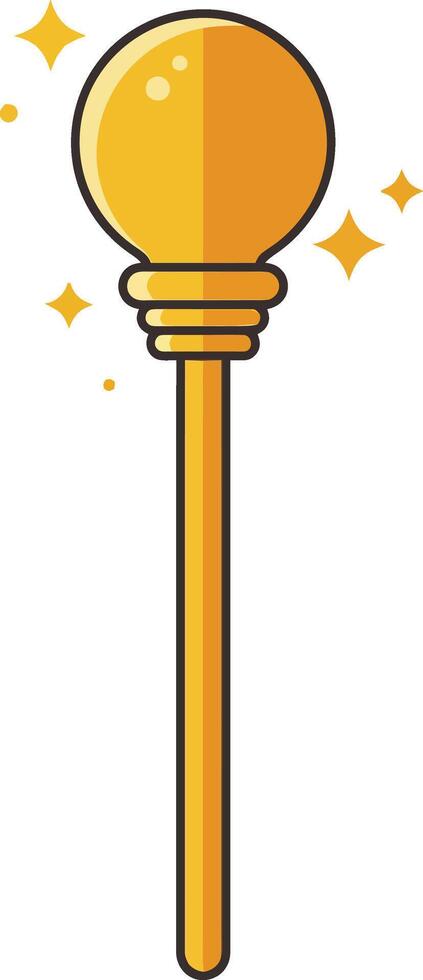 Honey dipper wooden stick with dripping honey and sparkling golden drops illustration vector