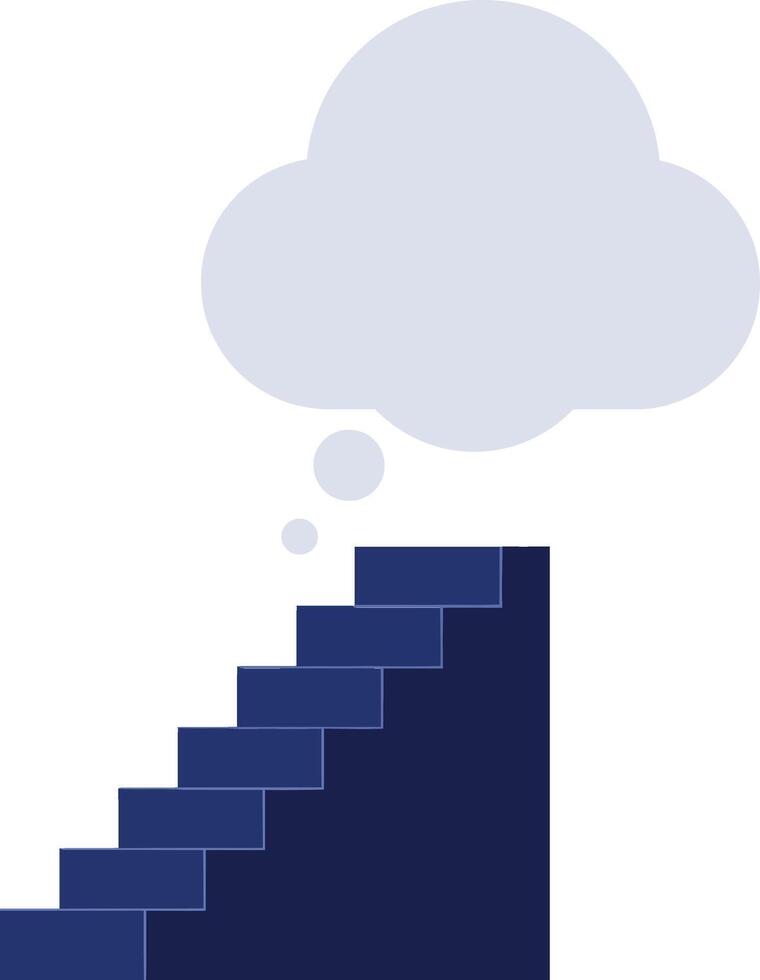 Staircase with thought bubble symbolizing ideas and imagination in abstract concept illustration vector