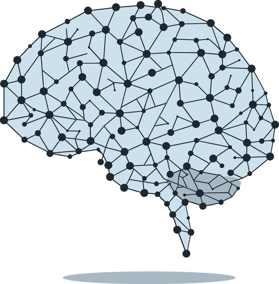 Brain network connections with neural dots and lines illustration for science and technology concepts vector