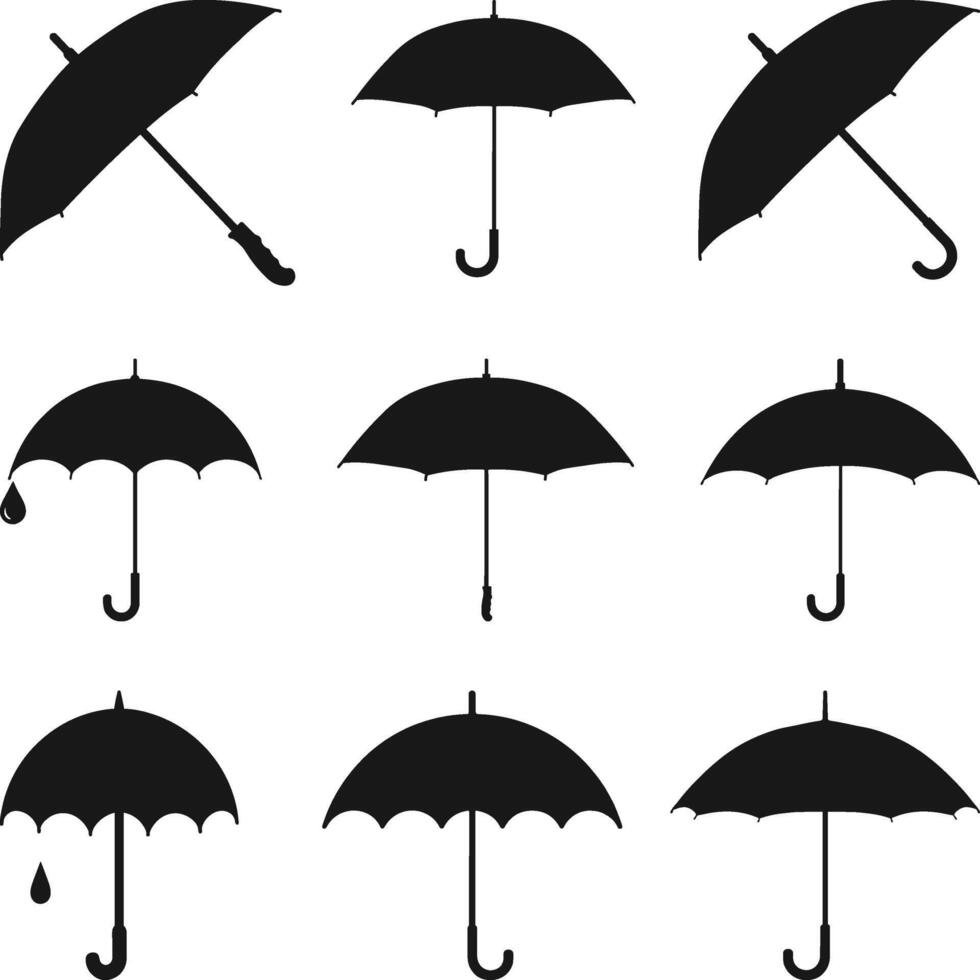 Umbrella Silhouettes Vectors illustration