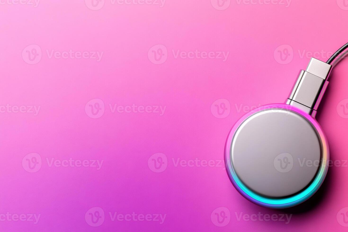 Smart speaker with led lighting is connecting on pink background photo